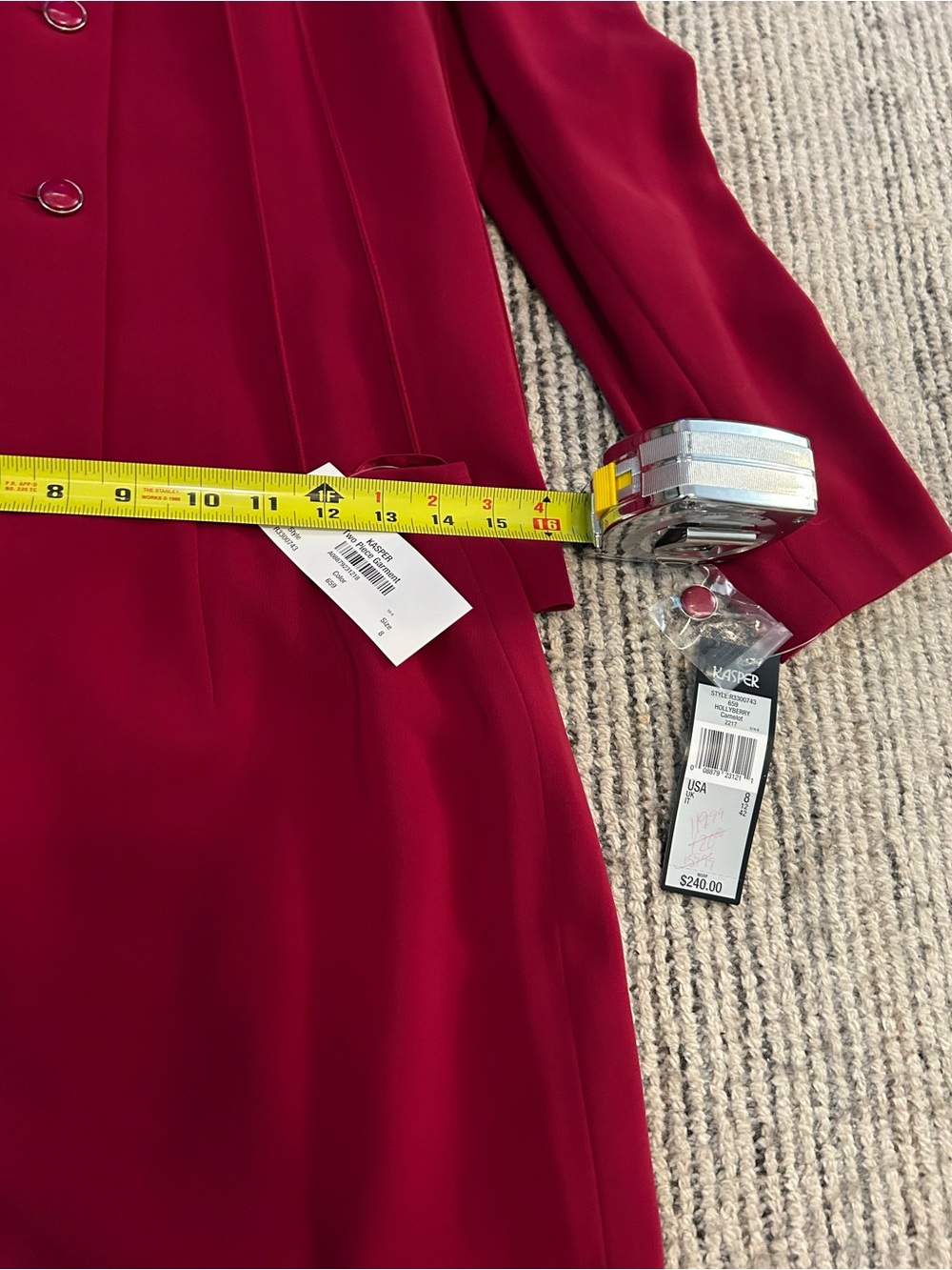 Kasper Women’s Size 8 Magenta Skirt Suit With Floral Scarf Career Church wedding - Picture 4 of 12